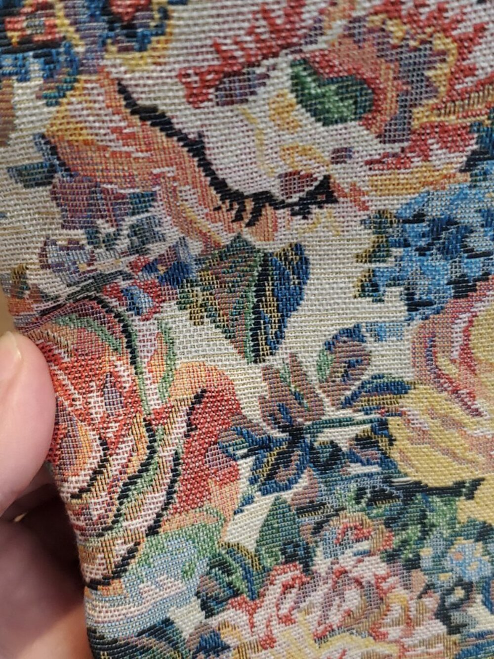 Silk & Lace Floral Tapestry Flare Jeans Cotton Denim Tall Inseam 34" - Picture 9 of 17